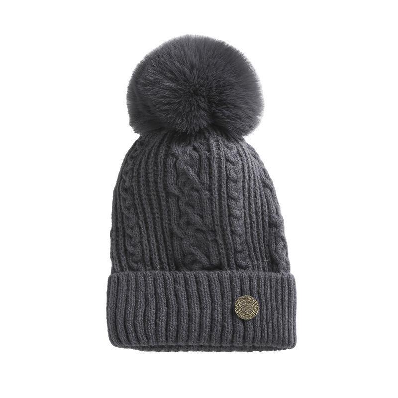 Celtic Weave Supersoft Bobble Hat Grey